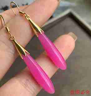 纯银镶嵌翡翠耳环女新长款复古水滴玉耳坠饰品防过敏妈妈生日礼物