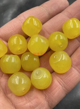 DIY饰品配件14*15mm冰种黄玉髓玛瑙老型珠散珠鸡油黄玛瑙筒珠配饰