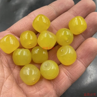 DIY饰品配件14*15mm冰种黄玉髓玛瑙老型珠散珠鸡油黄玛瑙筒珠配饰