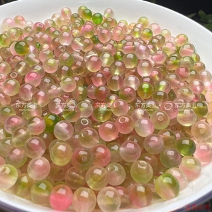 翡翠桃花玉散珠多宝水蜜桃色玉髓圆珠diy手串手链项链隔珠配饰品