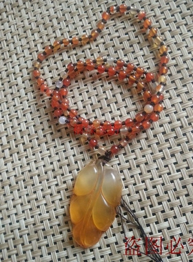 玉髓金枝玉叶吊坠树叶项坠