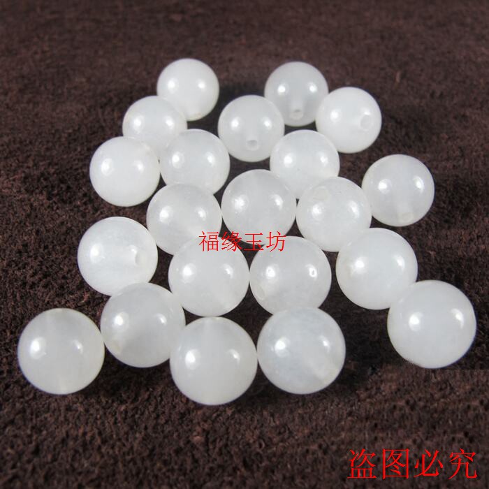 6-18mm新疆和田玉A货昆仑白玉圆珠diy配件玉珠子散珠子