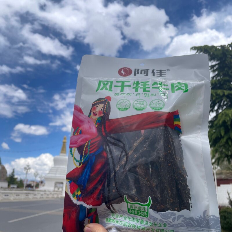 西藏特产 阿佳耗牛肉 牦牛肉风干 干巴 五香 香辣 一斤 手撕 包邮
