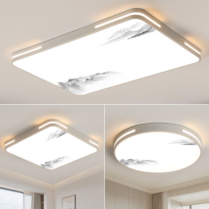 LED吸顶灯现代简约大气客厅创意房间卧室灯具大灯黑白色平板主灯