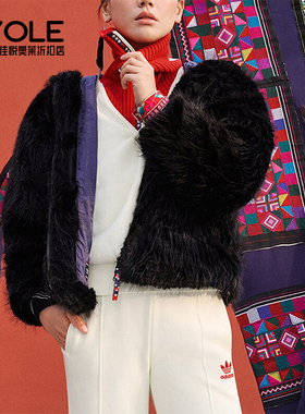 Adidas/阿迪达斯正品三叶草女士人造毛皮运动时尚外套IX4226