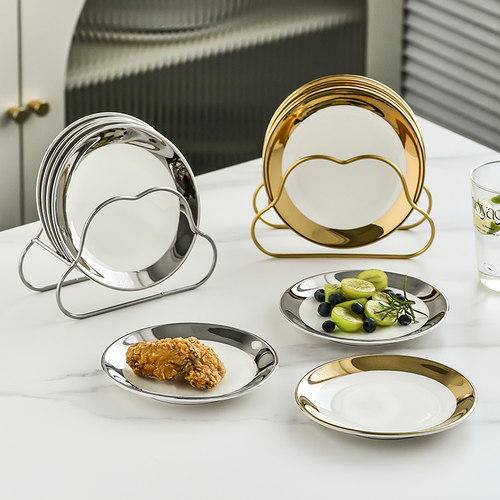 轻奢餐碟吐骨碟家用陶瓷餐盘餐桌垃圾渣盘6英寸盘子餐具高级感