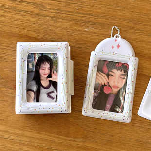 ins爆款春日绿色小碎花一宫格卡册按扣3寸拍立得卡套爱豆小卡卡包