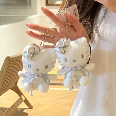 可爱kitty50周年银白kt挂件女学生包包挂件挂饰高级ins钥匙扣挂件