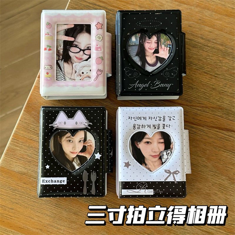 原创ins风蝴蝶结猫咪一宫格卡册按扣3寸拍立得相册爱豆小卡收纳册图片