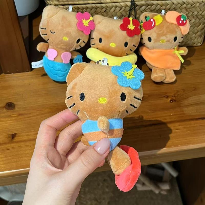 热情夏威夷黑皮泳圈冲浪美人鱼hellokitty毛绒公仔书包包挂件礼物