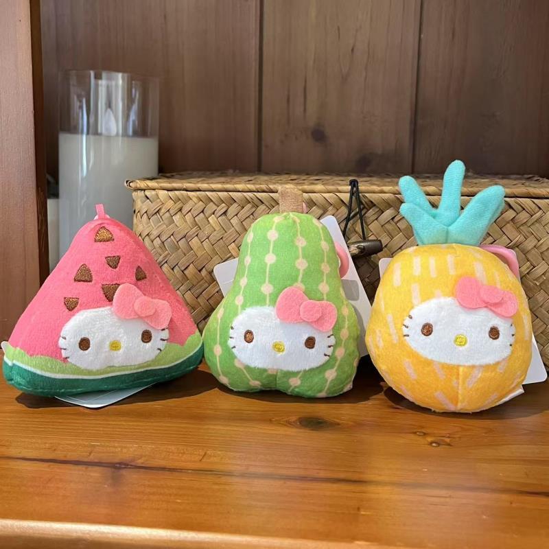 水果hellokitty毛绒挂件可KT猫公仔西瓜菠萝梨子书包包挂饰钥匙扣