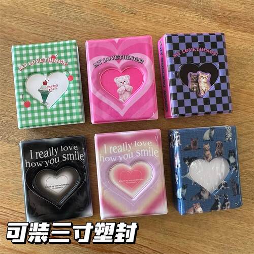 ins风粉黑梦幻3寸过塑3.5寸一宫格相册拍立得追星专辑小卡收纳册