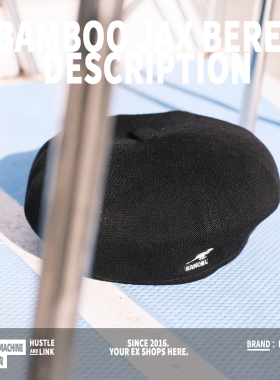 Kangol Bamboo JaxBeret夏季美潮经典袋鼠刺绣男女贝雷报童八角帽