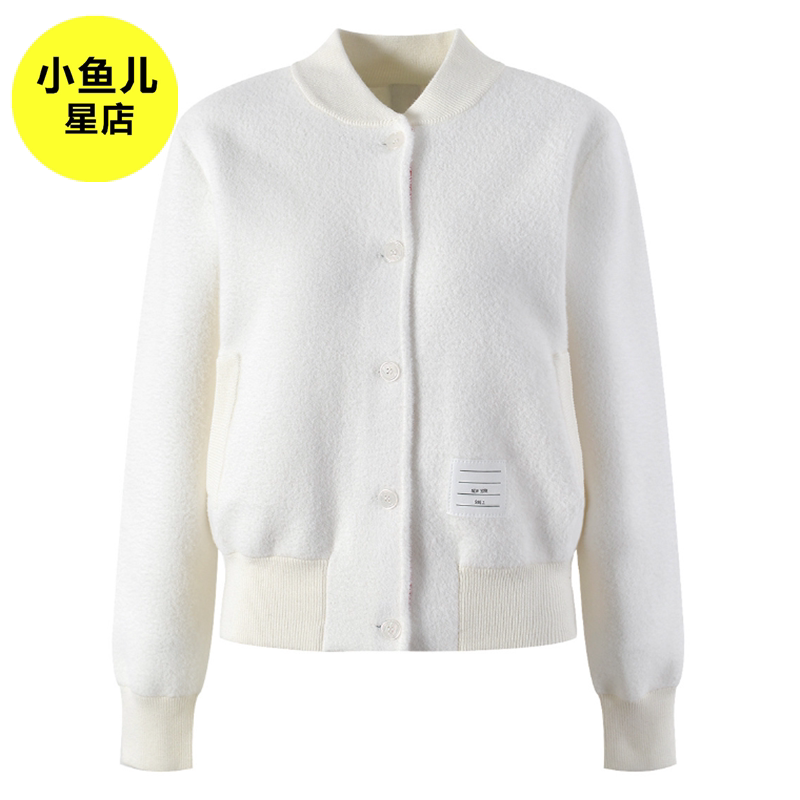 高端版 TB简约高级感白色漂亮外套针织拼接休闲夹克秋冬短上衣女