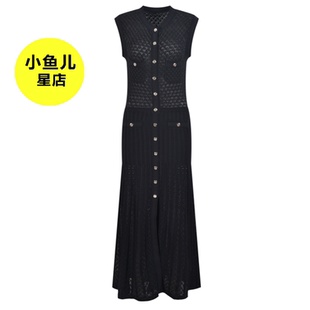 半透视镂空长款 法式 针织连衣裙 S家春夏宋茜多穿法圆领无袖 高端版
