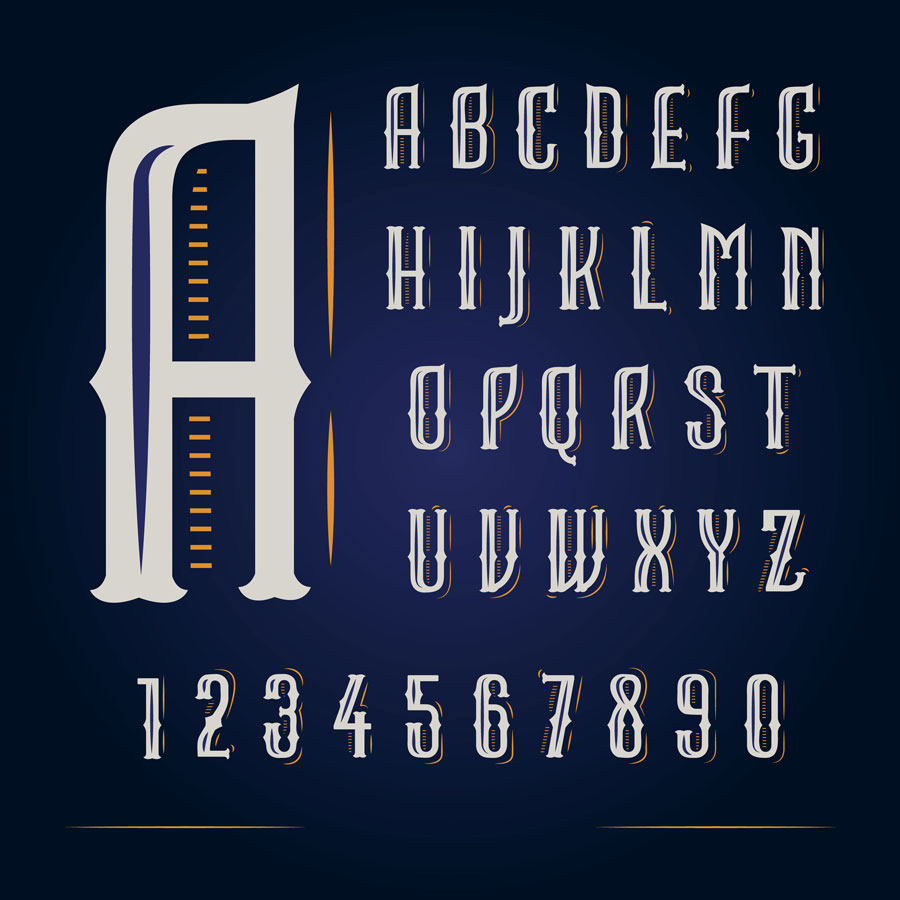 免扣png 古典古罗马英文字母复古阿拉伯数字ai矢量平面设计素材图