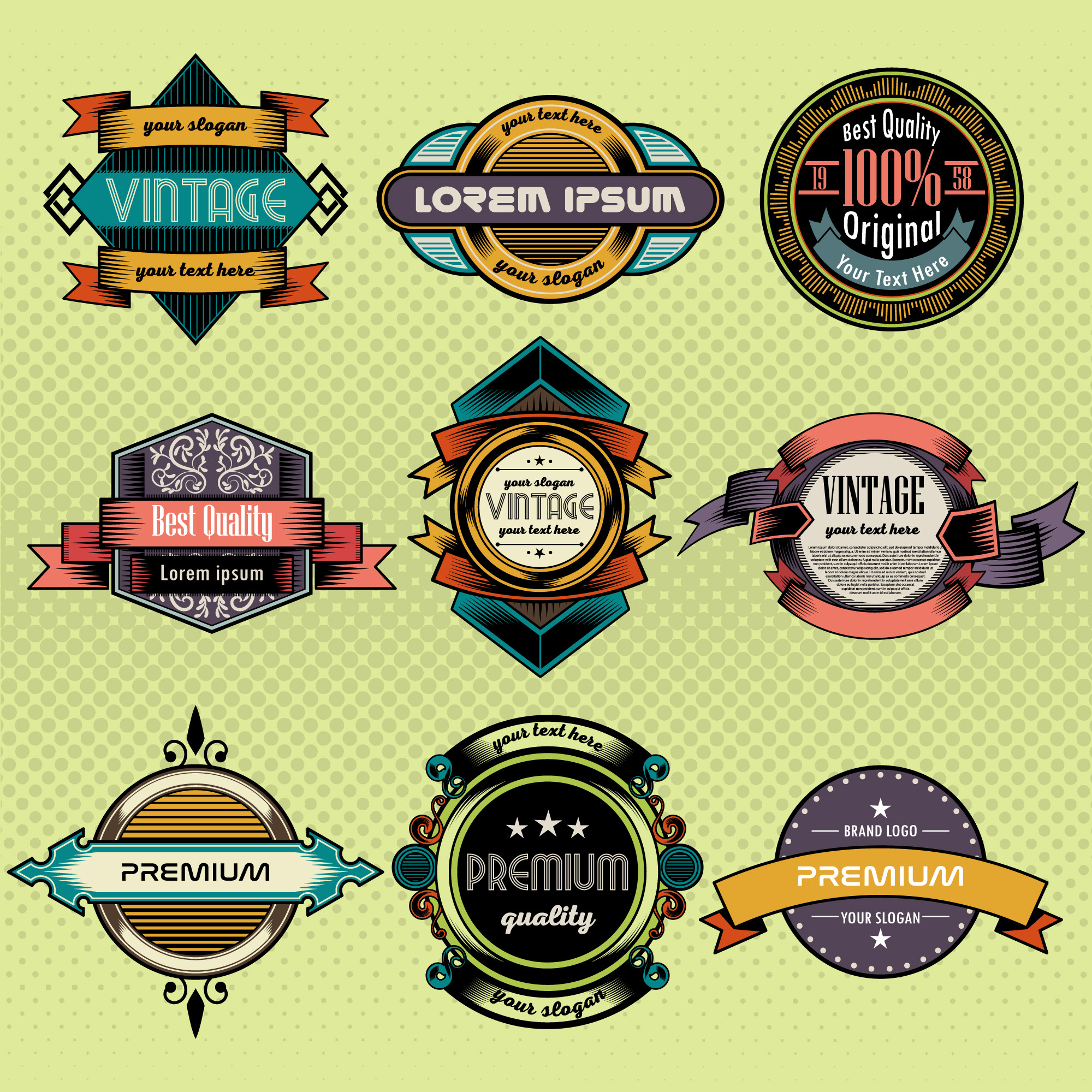 29套 海外设计师作品复古徽标徽章边框eps矢量源文件平面设计素材