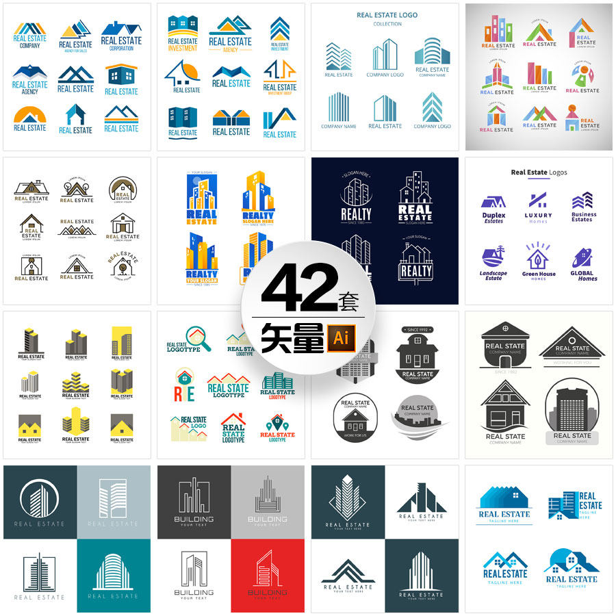 249p房产周边房地产房屋别墅logo标志标识店标ai矢量平面设计素材