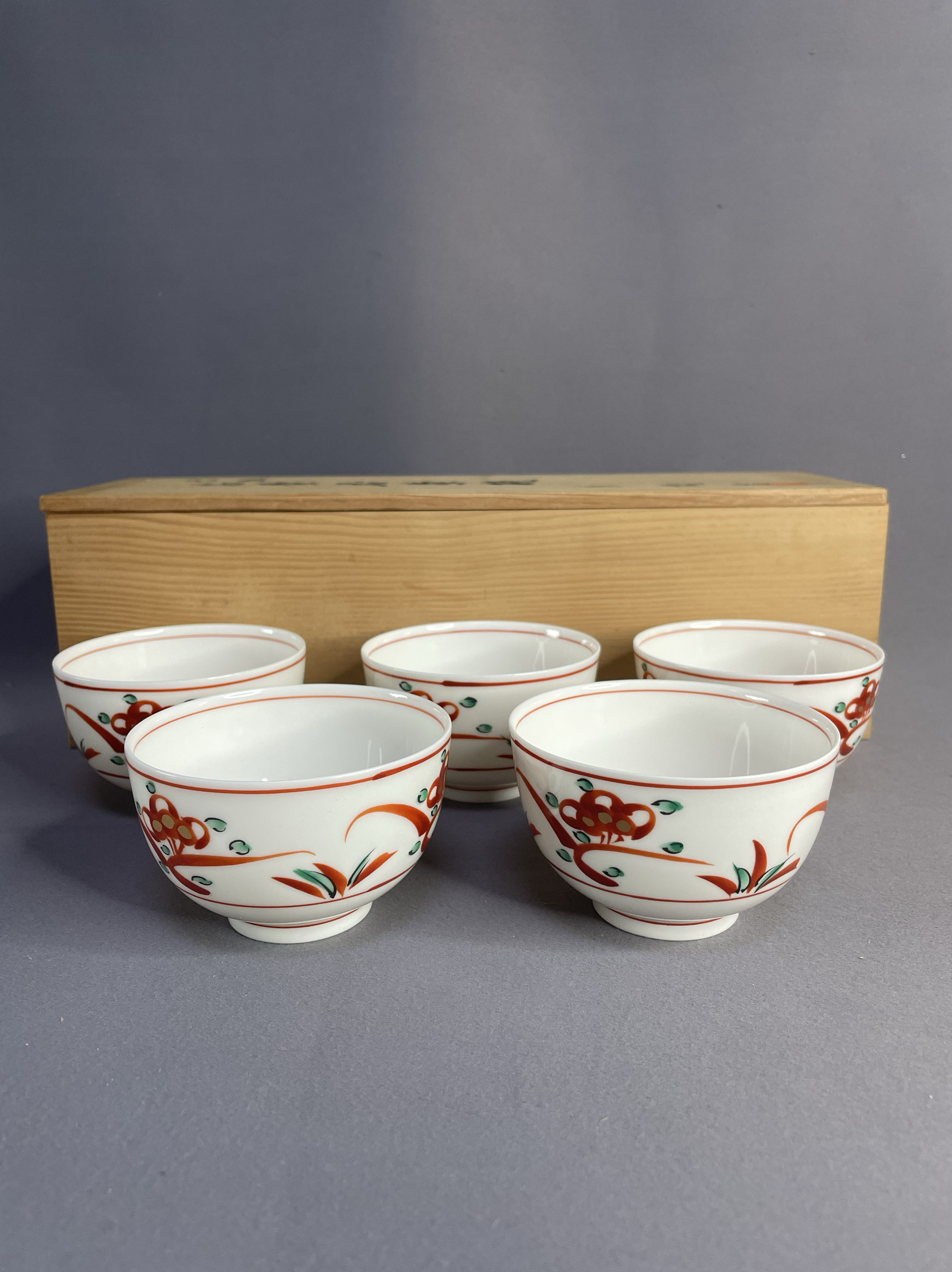 日本进口瓷器全新正品橘吉作赤绘茶杯