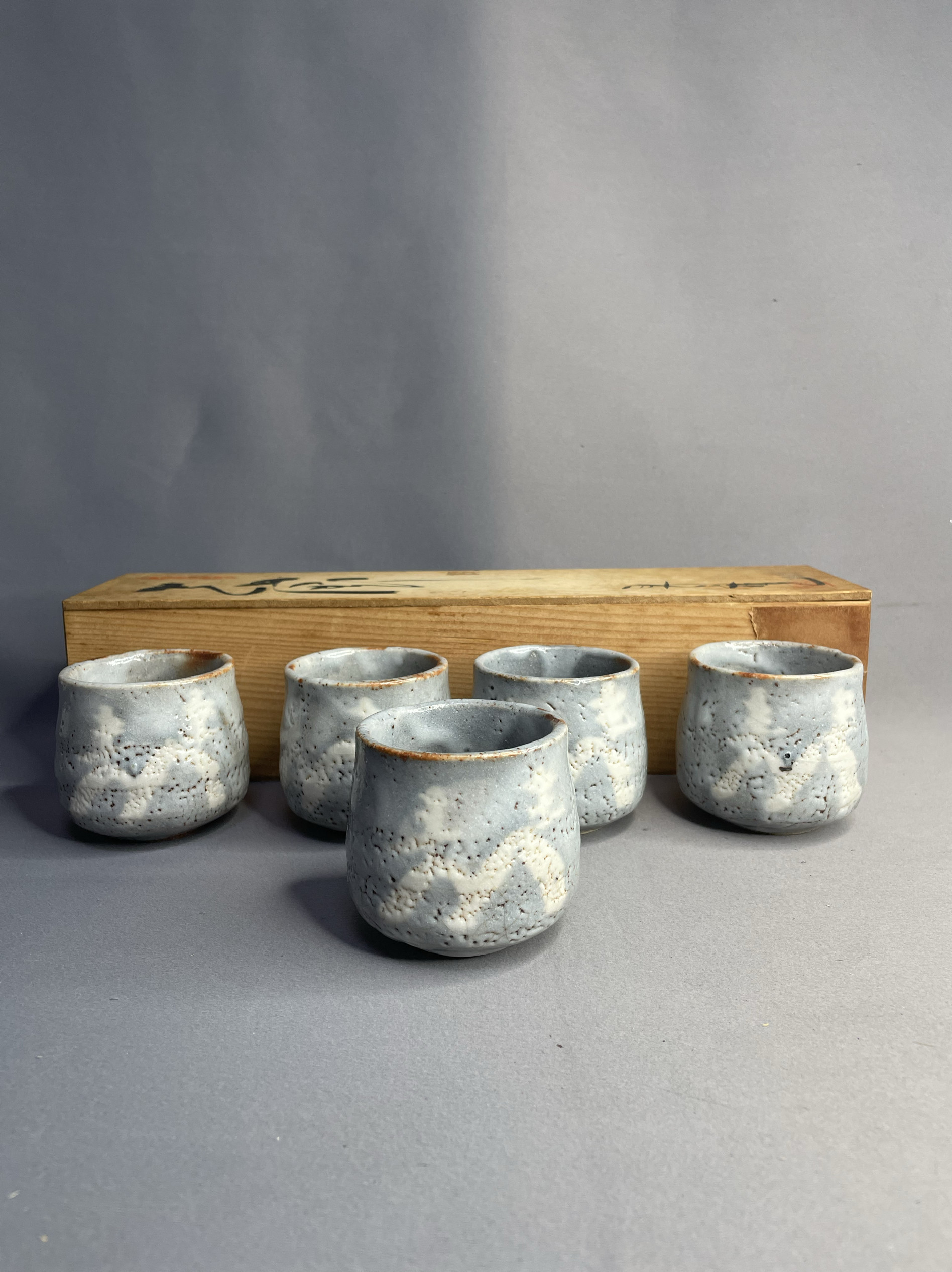 日本进口瓷器全新正品志野烧鼠志野五客杯汤吞茶杯