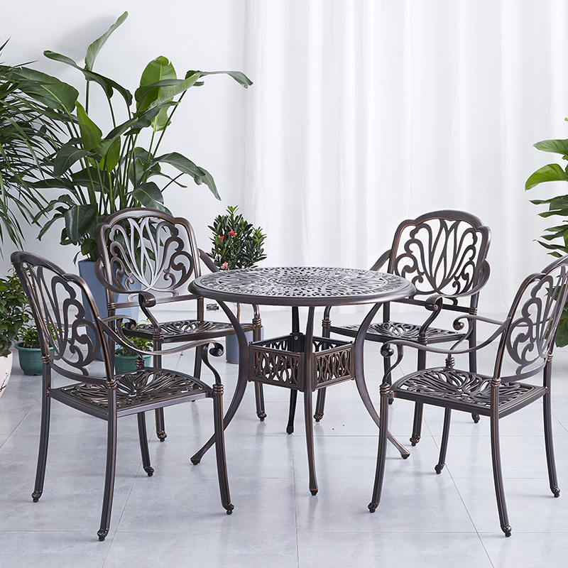 户外桌椅铸铝套装欧式花园庭院阳台休闲户外家具桌椅三五件套组合