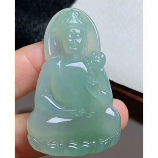 A货缅甸天然翡翠 素衣观音 冰种晴底 精雕细刻 尺寸51.4-32.7-5.8