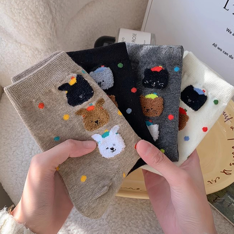 【4双装】做一只可爱的小熊时刻被幸福包围，春夏学院风