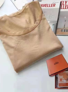 今尚儿艾莉纳亲肤发热衣男女超薄保暖内衣大圆领蕾丝打底衫67158