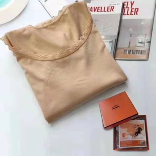 今尚儿艾莉纳亲肤发热衣男女超薄保暖内衣大圆领蕾丝打底衫67158