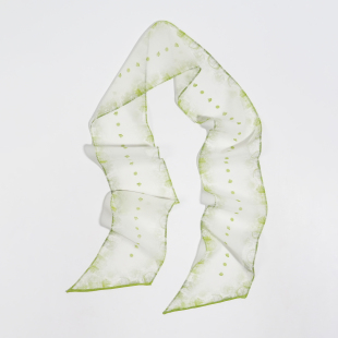 女 斜角飘带巾100%桑蚕丝长丝巾春秋夏季 浅绿小船薄款 真丝乔其窄版