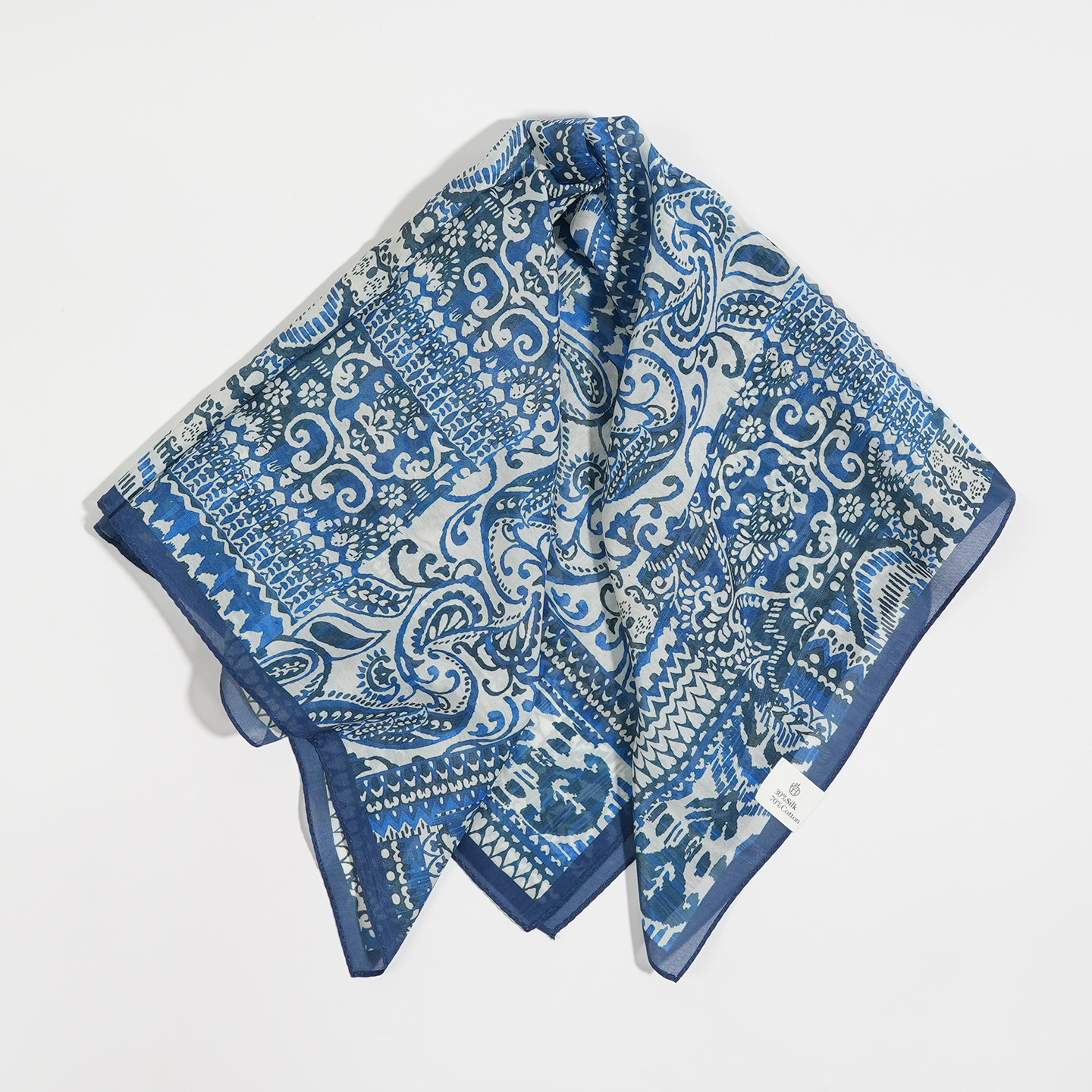 美院风文艺65cm桑蚕丝真丝棉混纺中小方巾薄款男女围巾春夏季丝巾