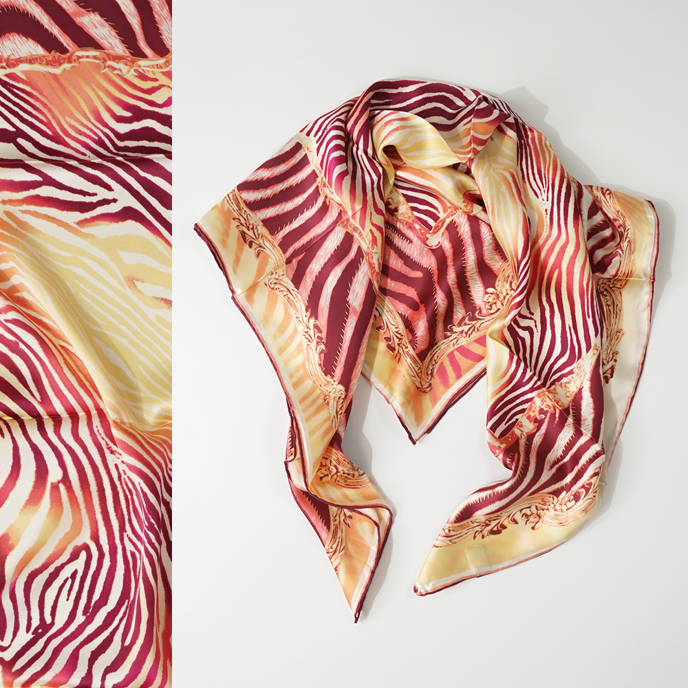 14姆米烫金90cm大方巾100%桑蚕丝