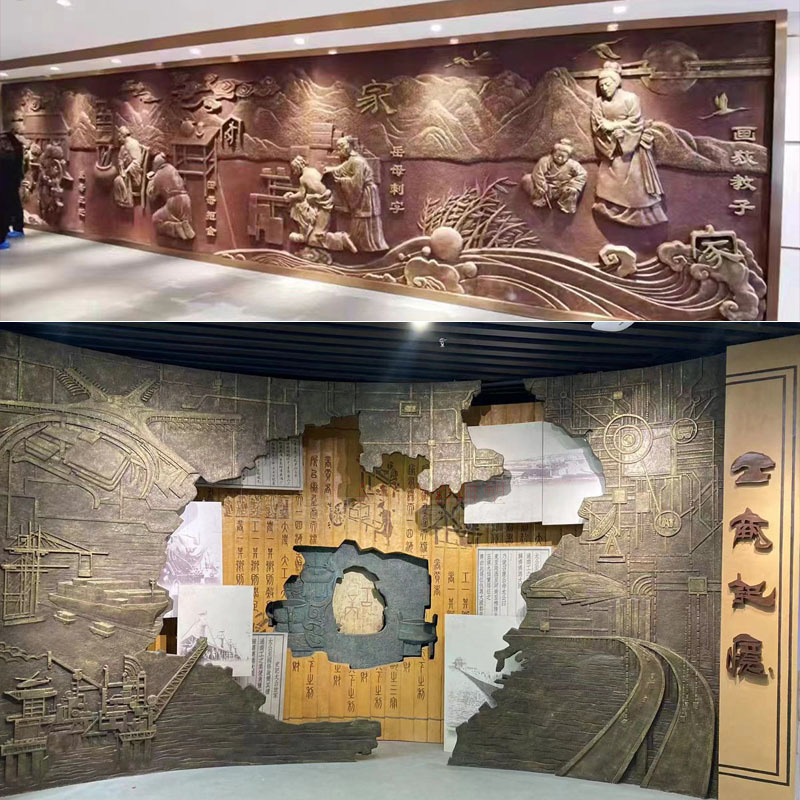 砂岩雕塑浮雕立体雕刻园林景观展馆文化背景墙壁画玻璃钢仿铜真铜