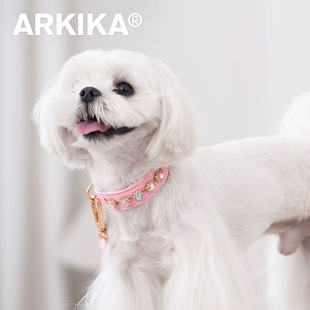 ARKIKA狗狗项圈中小型犬宠物马尔济斯比熊外出脖颈圈 彩钻系列