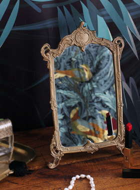 黄铜复古法式轻奢装饰镜子摆件
