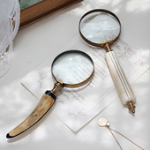 印度进口黄铜放大镜测量绘图阅读鉴定礼品复古怀旧牛角10倍高清