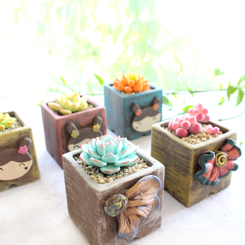 多肉花盆长方形小花盆陶瓷包邮