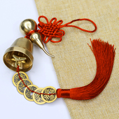 风铃纯铜大号铜钟铃铛五帝钱开口铜葫芦家居玄关店铺挂饰门饰 包邮