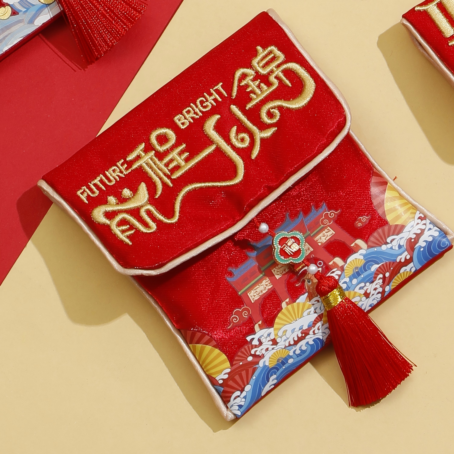 前程似锦2026年马年生日周岁满月红包袋金榜题名布艺刺绣新年红包