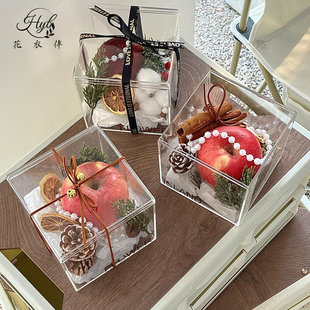 2026新款圣诞节亚克力平安夜平安果苹果包装透明礼盒花店花艺礼品