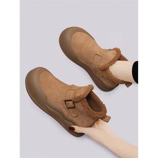 厚底勃肯鞋高帮女鞋子2025新款秋冬季加绒二棉鞋雪地靴丑萌博肯鞋