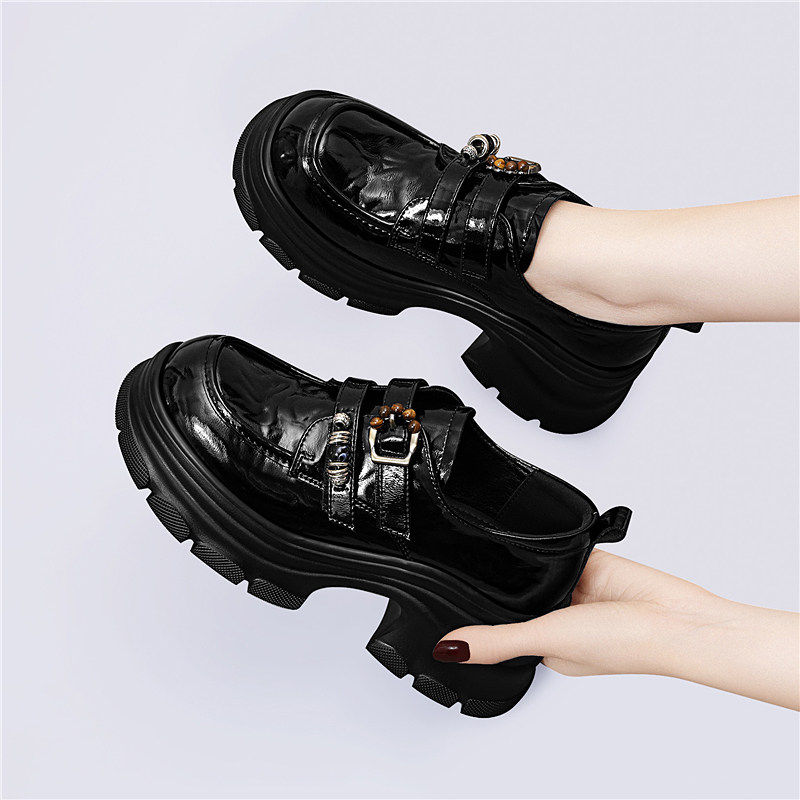 英伦风黑色漆皮乐福鞋女2025新款春秋季厚底单百搭冬款加绒小皮鞋,女鞋,乐福鞋（豆豆鞋）,淘宝优惠券,粉丝福利购,淘宝优惠卷