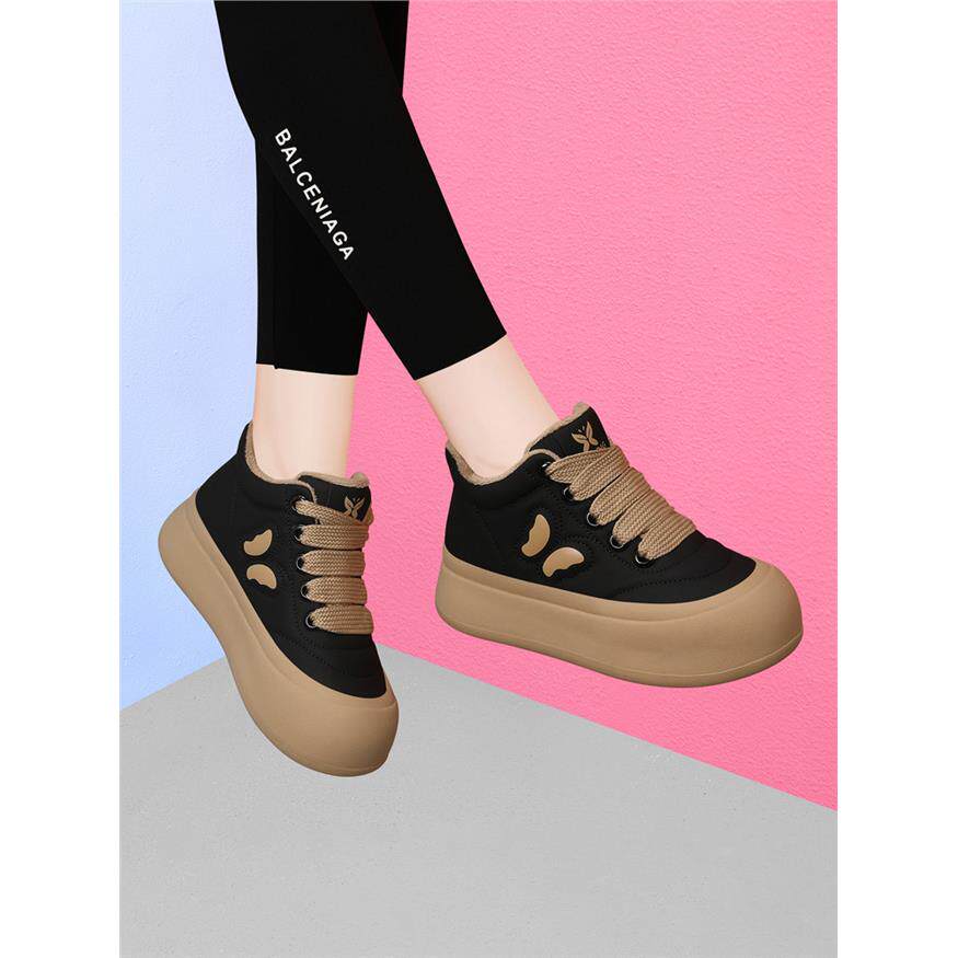 高帮老爹鞋女款2026新款冬季加绒保暖棉鞋厚底运动休闲面包板鞋女