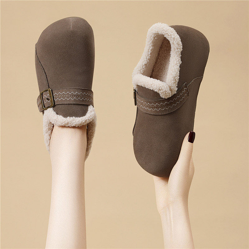 加绒勃肯鞋女秋冬季2025新款爆款乐福鞋厚底内增高棉鞋保暖毛毛鞋