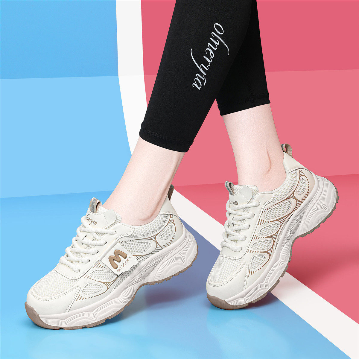 品牌鞋子女2025新款爆款春秋厚底软底不累脚老爹鞋运动休闲小白鞋