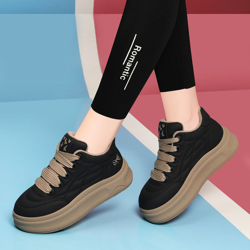 品牌厚底老爹鞋女2025新款秋冬加绒平底软底旅游跑步运动休闲鞋子