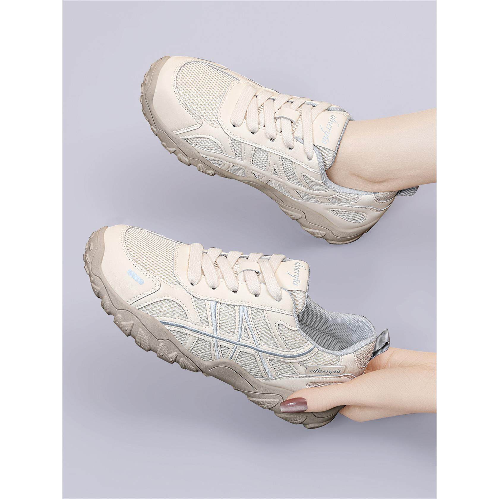 2026新款早春复古德训鞋女网面透气运动鞋百搭休闲鞋米白轻便女鞋,女鞋,德训鞋,淘宝优惠券,粉丝福利购,淘宝优惠卷