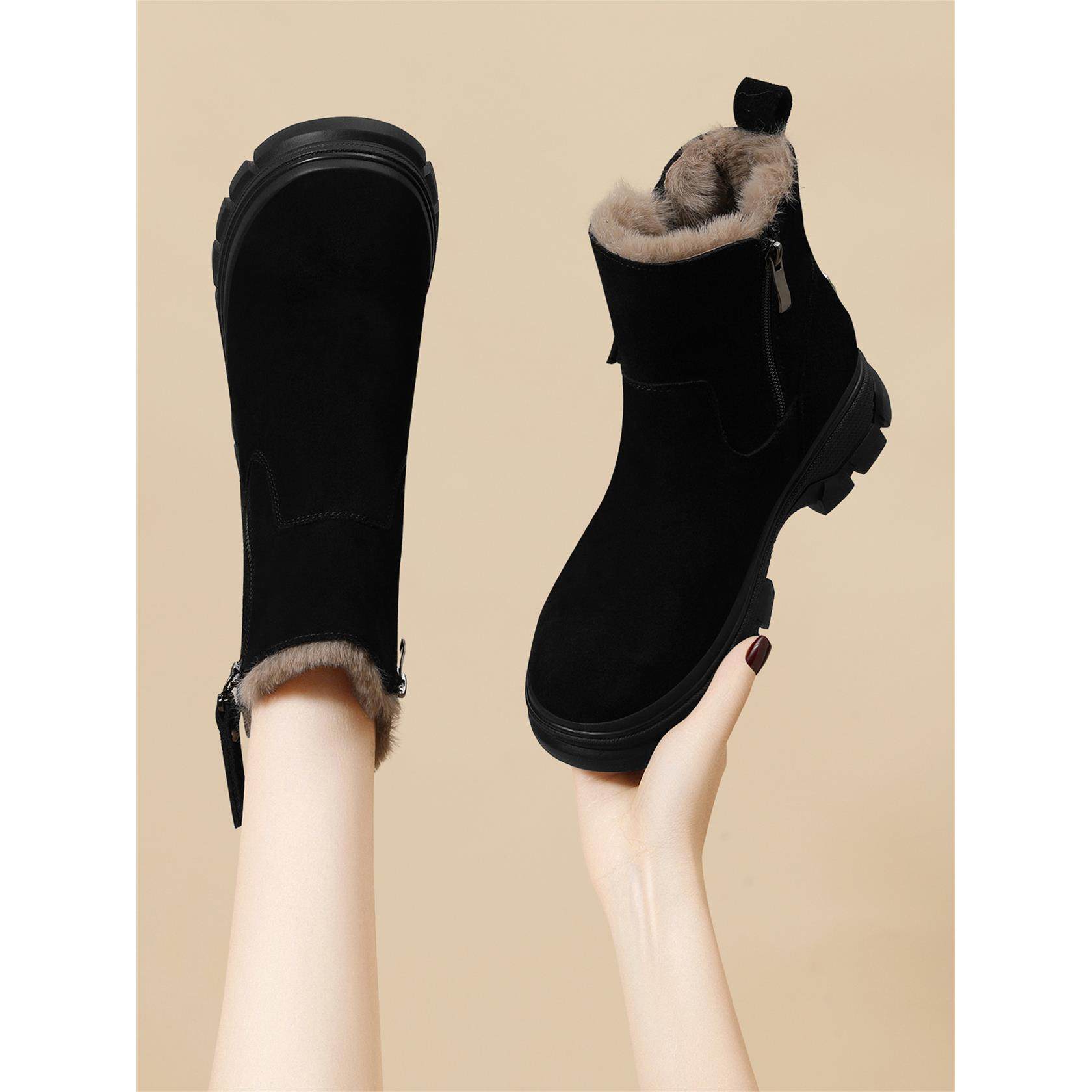 真皮雪地靴女牛皮2025新款秋冬保暖马丁靴休闲加绒加厚短靴棉靴女,女鞋,时尚雪地靴,淘宝优惠券,粉丝福利购,淘宝优惠卷