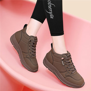 品牌高帮德训鞋女2025新款秋冬加绒棉鞋子厚底内增高运动休闲板鞋