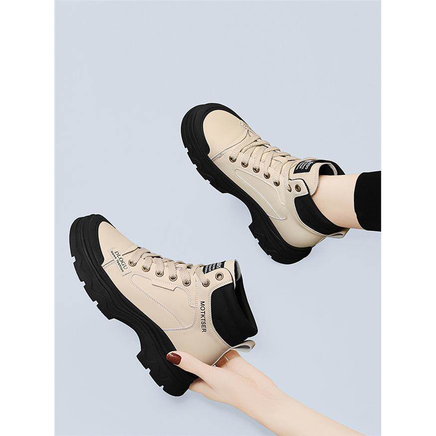 白色马丁靴女款冬季2025年新款小短靴皮鞋加绒厚底英伦风真皮靴子